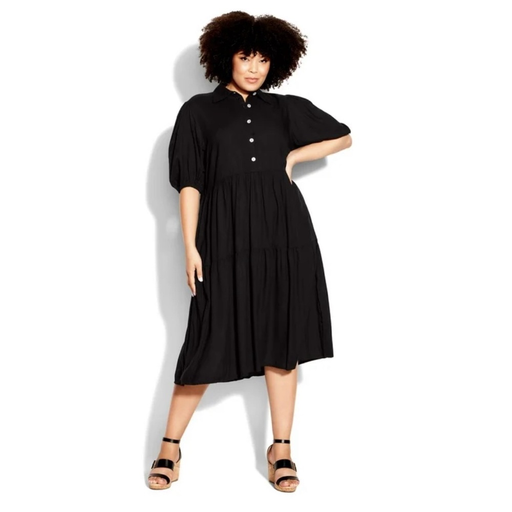 Loralette Womens Plus Size Majesty Plain Midi Dress Size 18-20 in Black